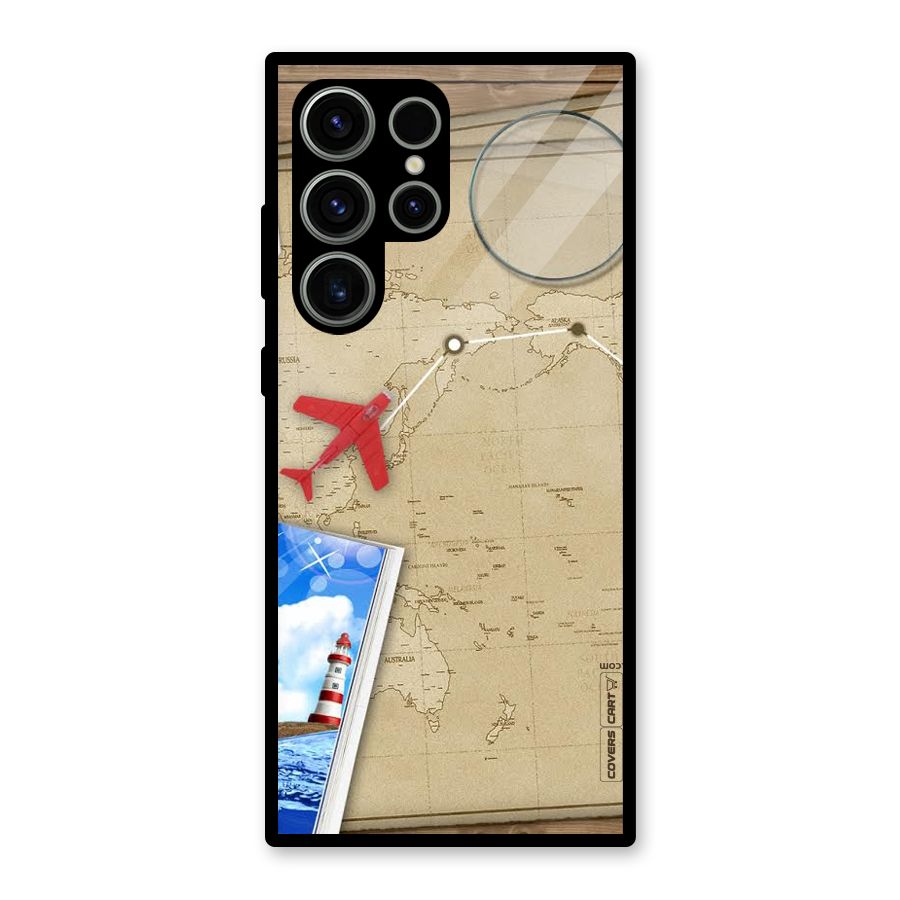 Summer Travel Glass Back Case for Galaxy S23 Ultra
