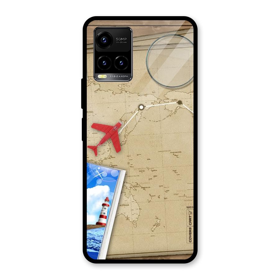 Summer Travel Glass Back Case for Vivo Y21A