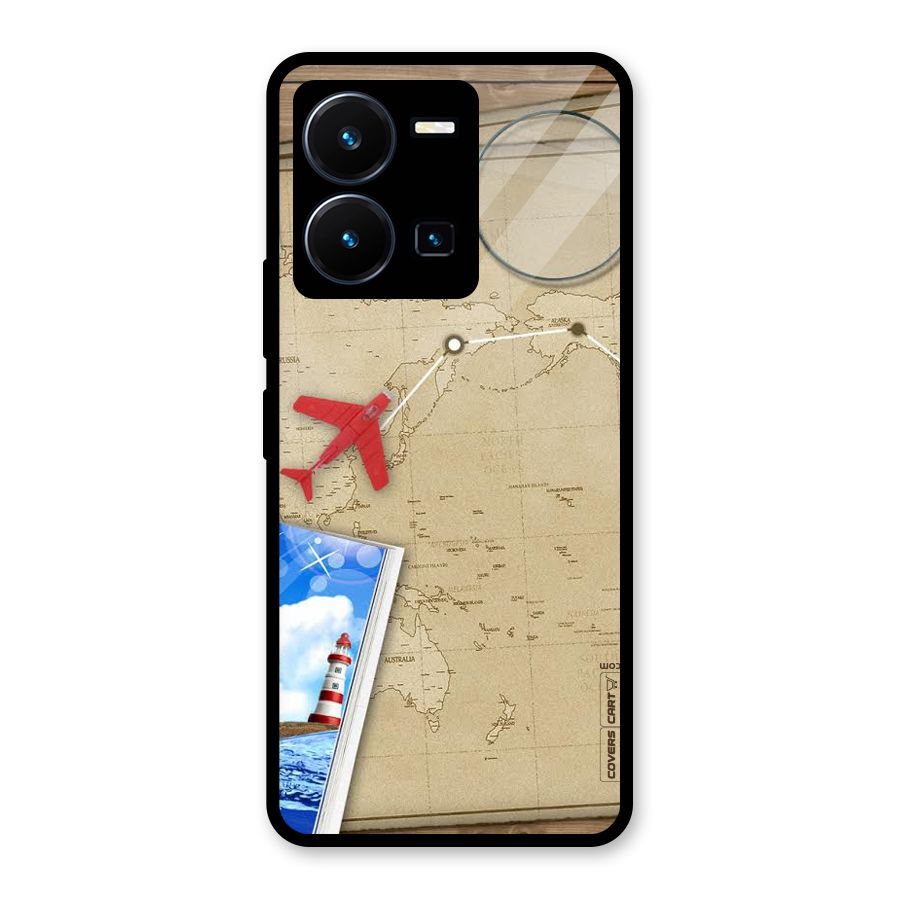Summer Travel Glass Back Case for Vivo Y35