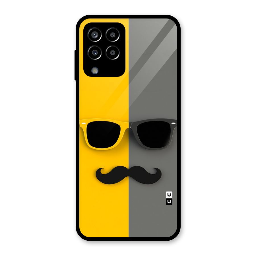 Sunglasses and Moustache Glass Back Case for Galaxy M33