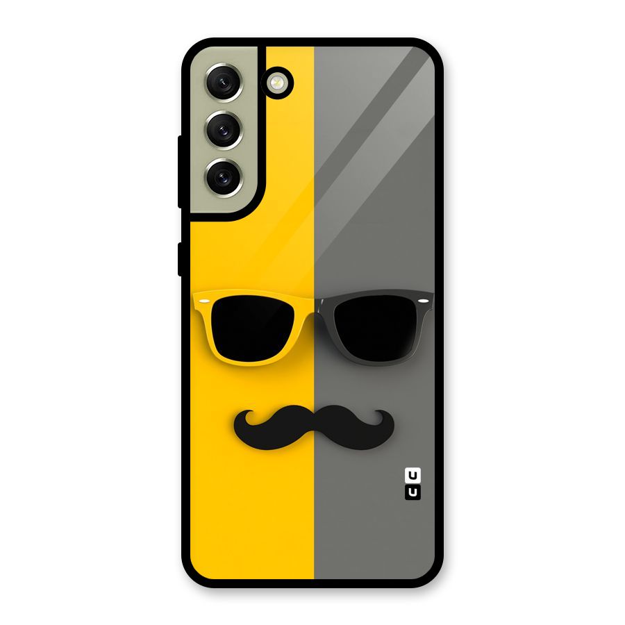 Sunglasses and Moustache Glass Back Case for Galaxy S21 FE 5G