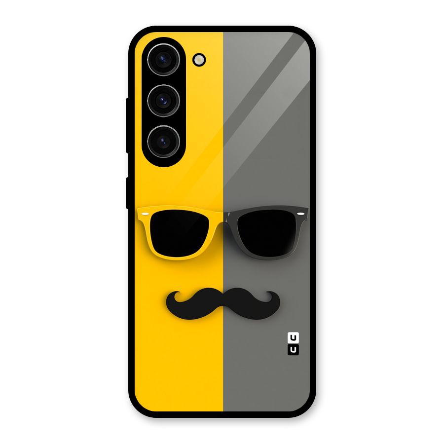 Sunglasses and Moustache Glass Back Case for Galaxy S23