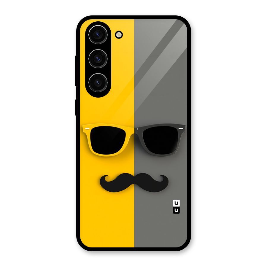 Sunglasses and Moustache Glass Back Case for Galaxy S23 Plus