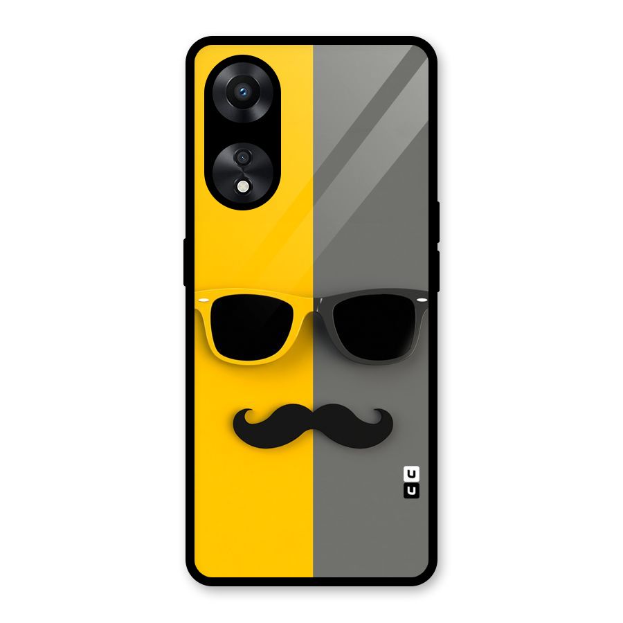 Sunglasses and Moustache Glass Back Case for Oppo A78