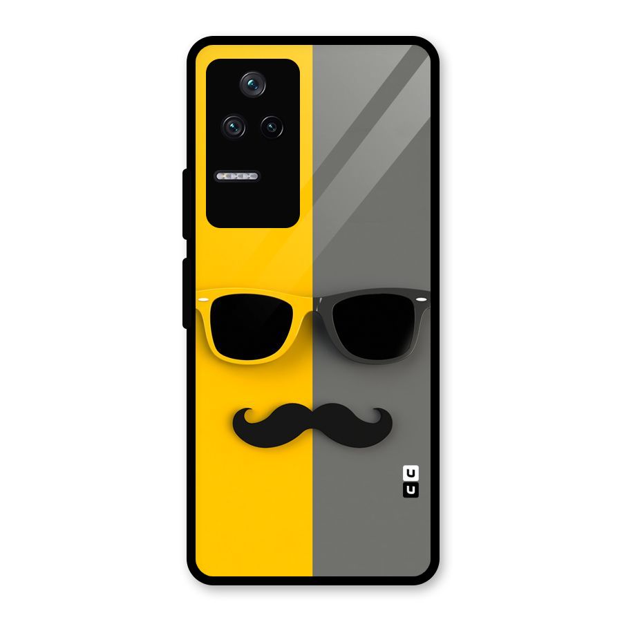 Sunglasses and Moustache Glass Back Case for Poco F4 5G