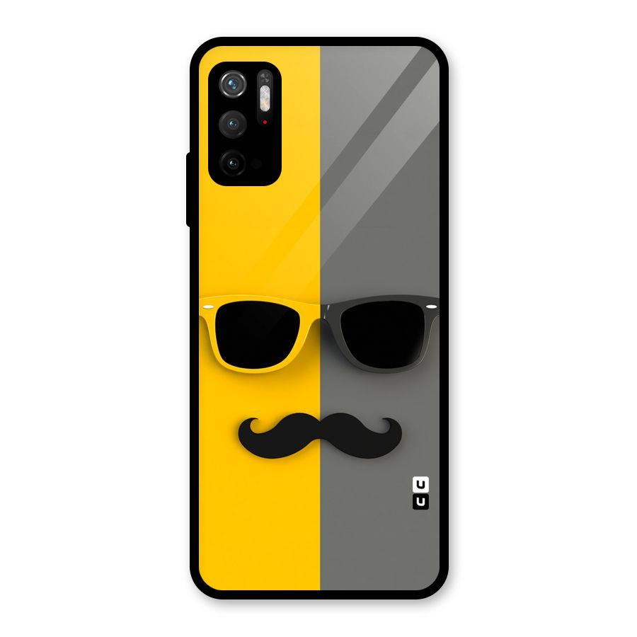 Sunglasses and Moustache Glass Back Case for Poco M3 Pro 5G