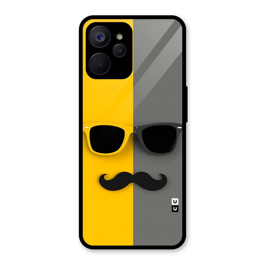 Sunglasses and Moustache Glass Back Case for Realme 9i 5G