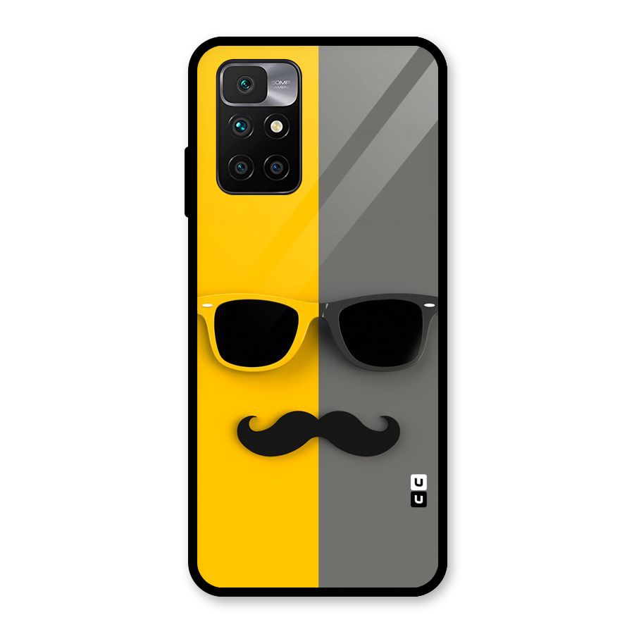 Sunglasses and Moustache Glass Back Case for Redmi 10 Prime