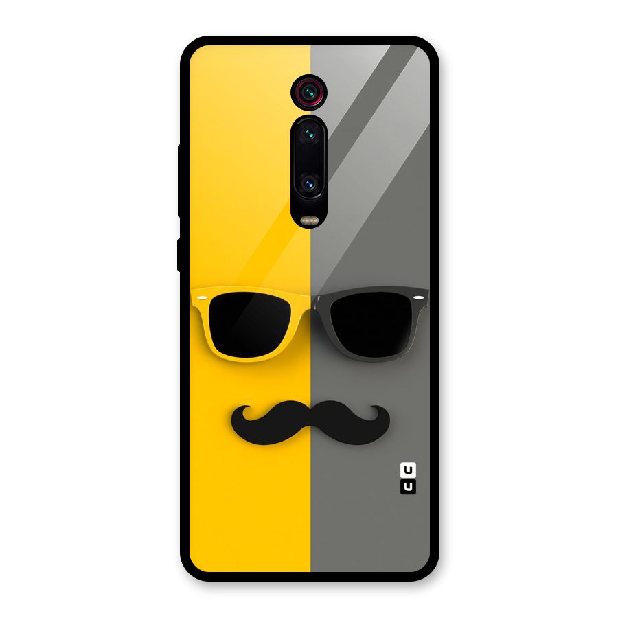 Sunglasses and Moustache Glass Back Case for Redmi K20