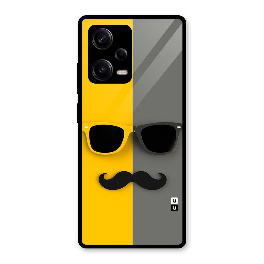 Sunglasses and Moustache Glass Back Case for Redmi Note 12 Pro