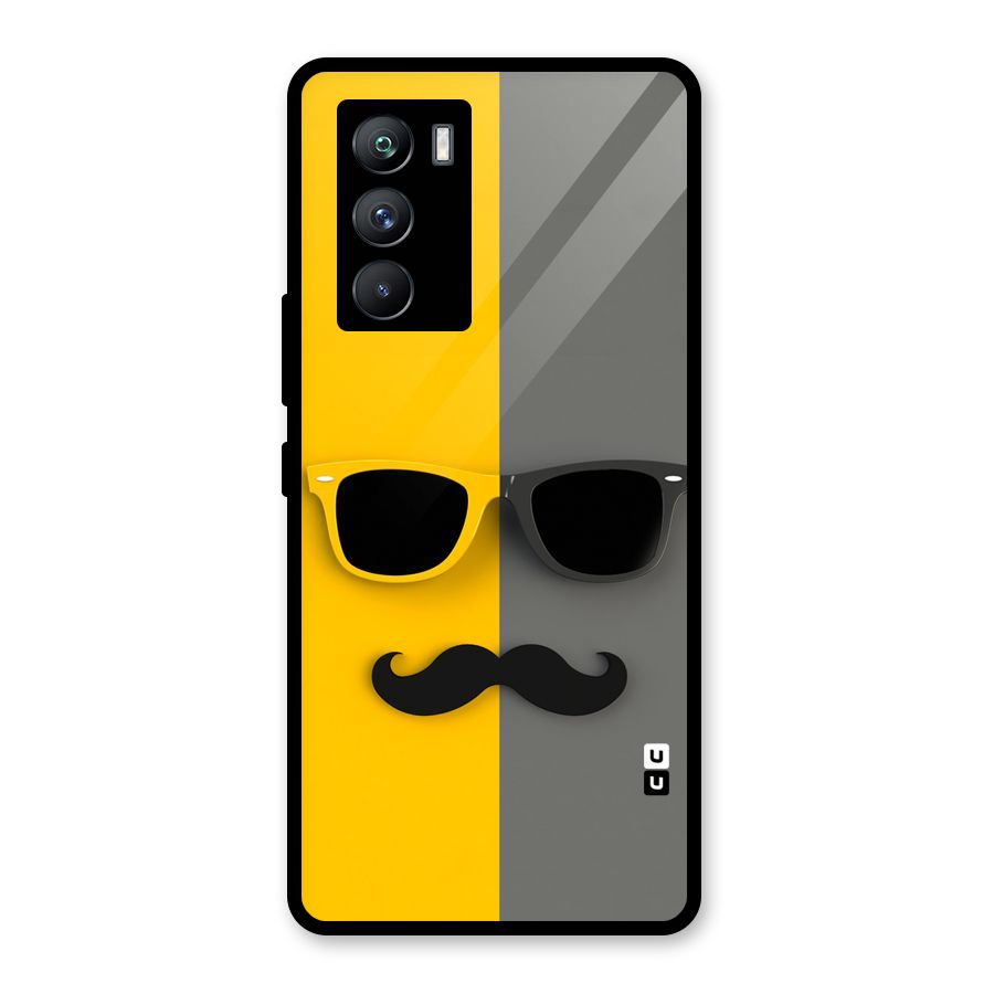 Sunglasses and Moustache Glass Back Case for Vivo iQOO 9 SE