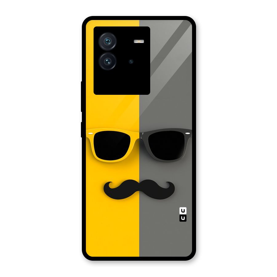 Sunglasses and Moustache Glass Back Case for Vivo iQOO Neo 6 5G