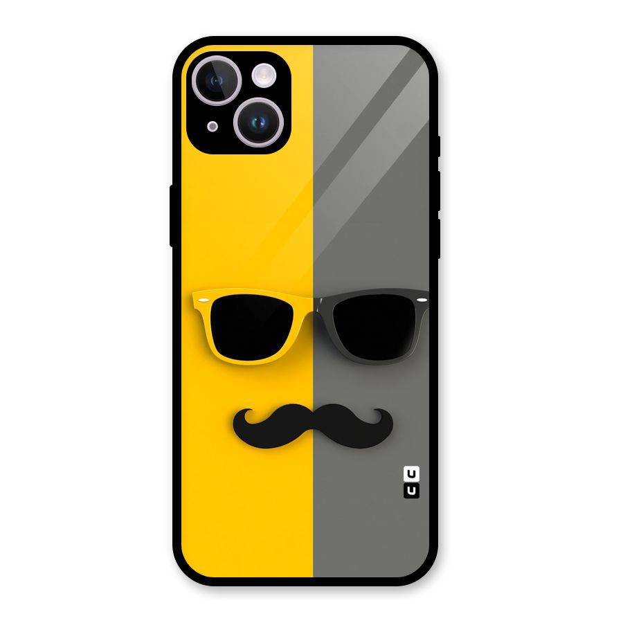 Sunglasses and Moustache Glass Back Case for iPhone 14 Plus