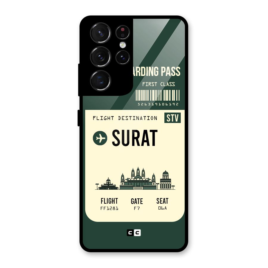 Surat Boarding Pass Glass Back Case for Galaxy S21 Ultra 5G