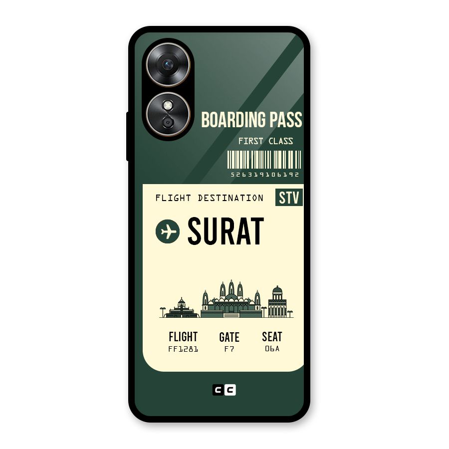 Surat Boarding Pass Glass Back Case for Oppo A17