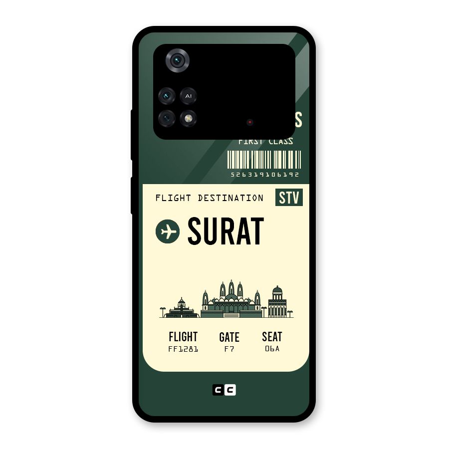 Surat Boarding Pass Glass Back Case for Poco M4 Pro 4G