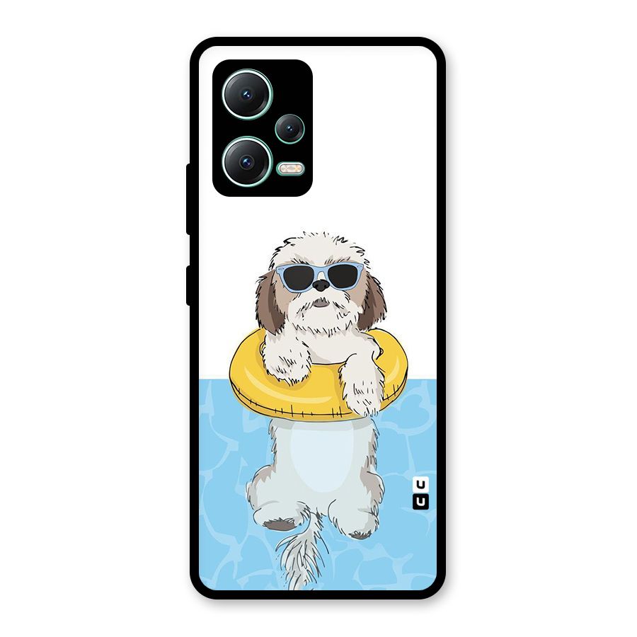 Swimming Doggo Glass Back Case for Redmi Note 12 5G