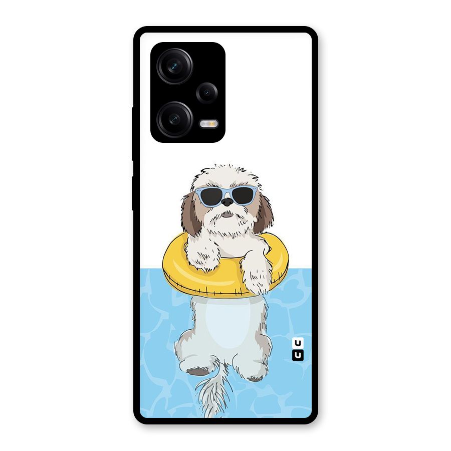 Swimming Doggo Glass Back Case for Redmi Note 12 Pro