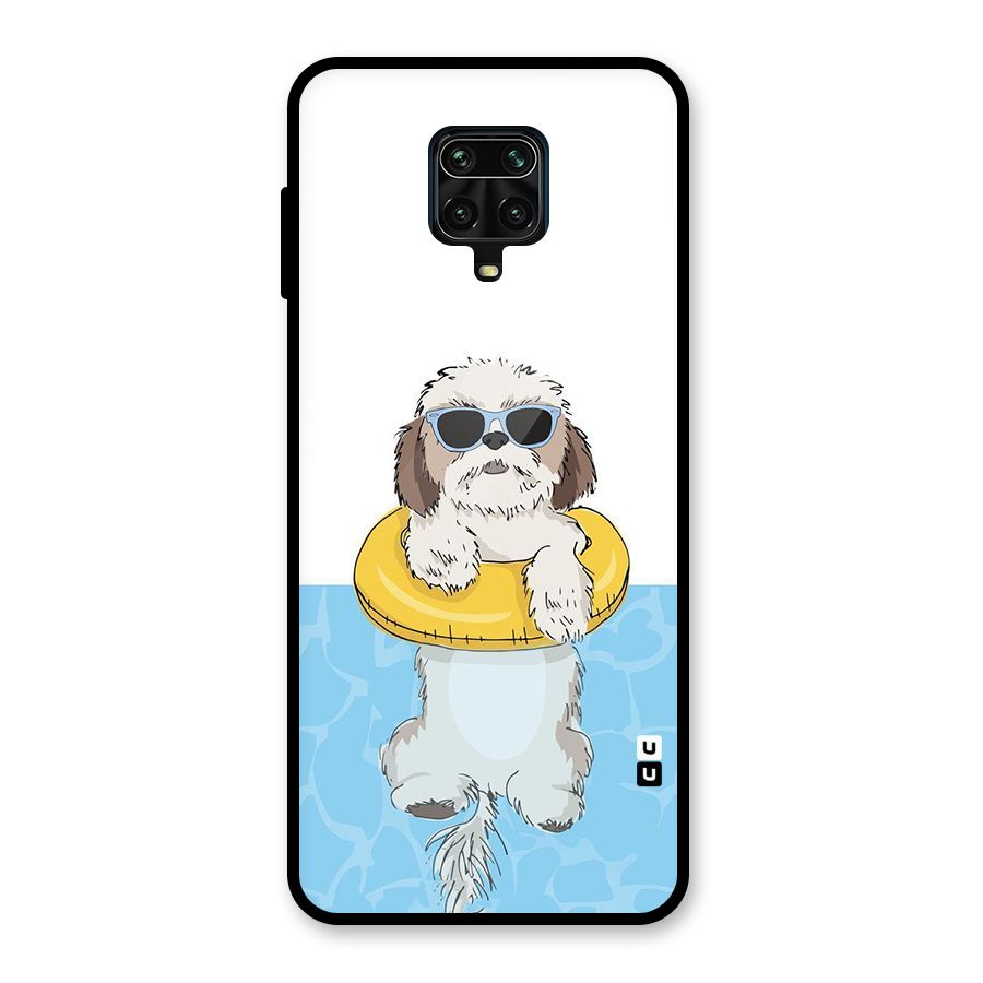 Swimming Doggo Glass Back Case for Redmi Note 9 Pro