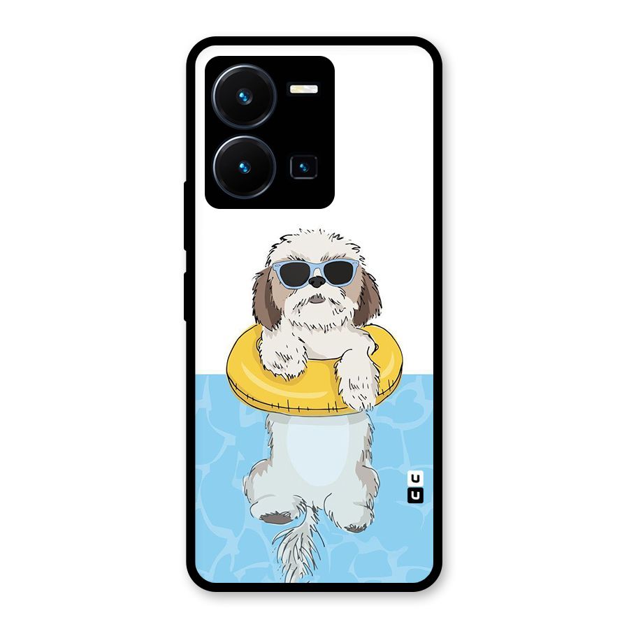 Swimming Doggo Glass Back Case for Vivo Y35