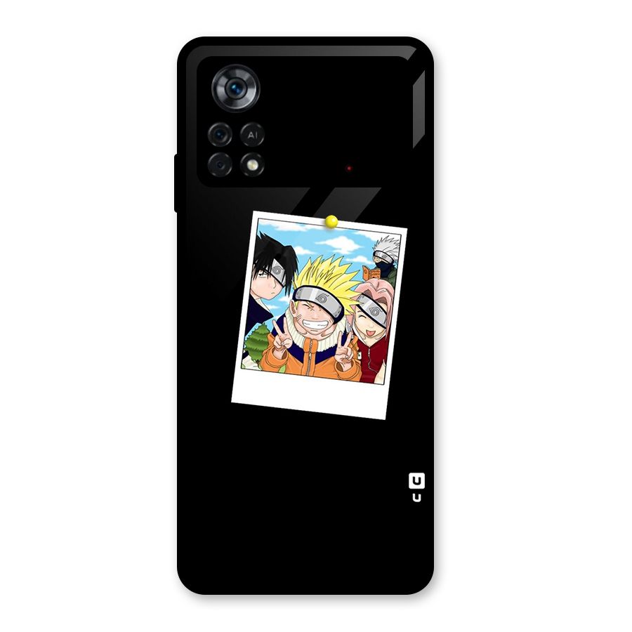 Team Kakashi Cute Glass Back Case for Poco X4 Pro 5G