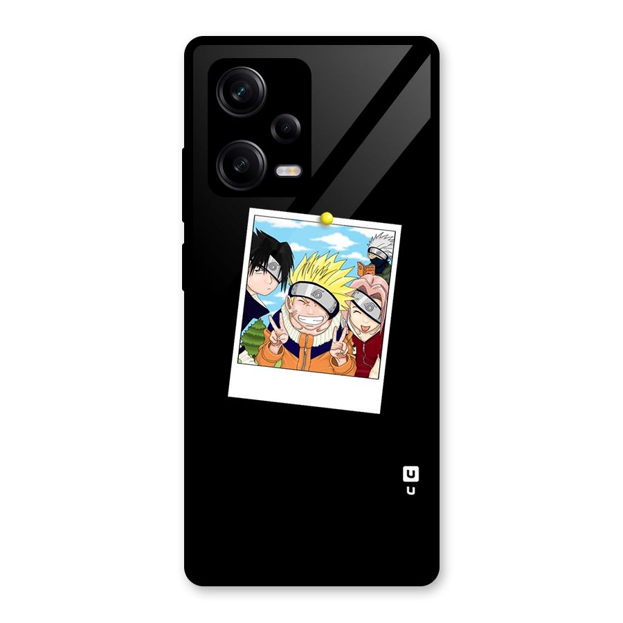 Team Kakashi Cute Glass Back Case for Redmi Note 12 Pro