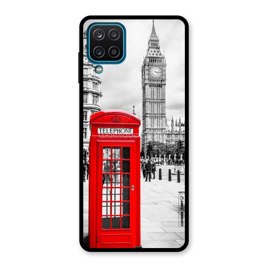 Telephone Booth Glass Back Case for Galaxy A12