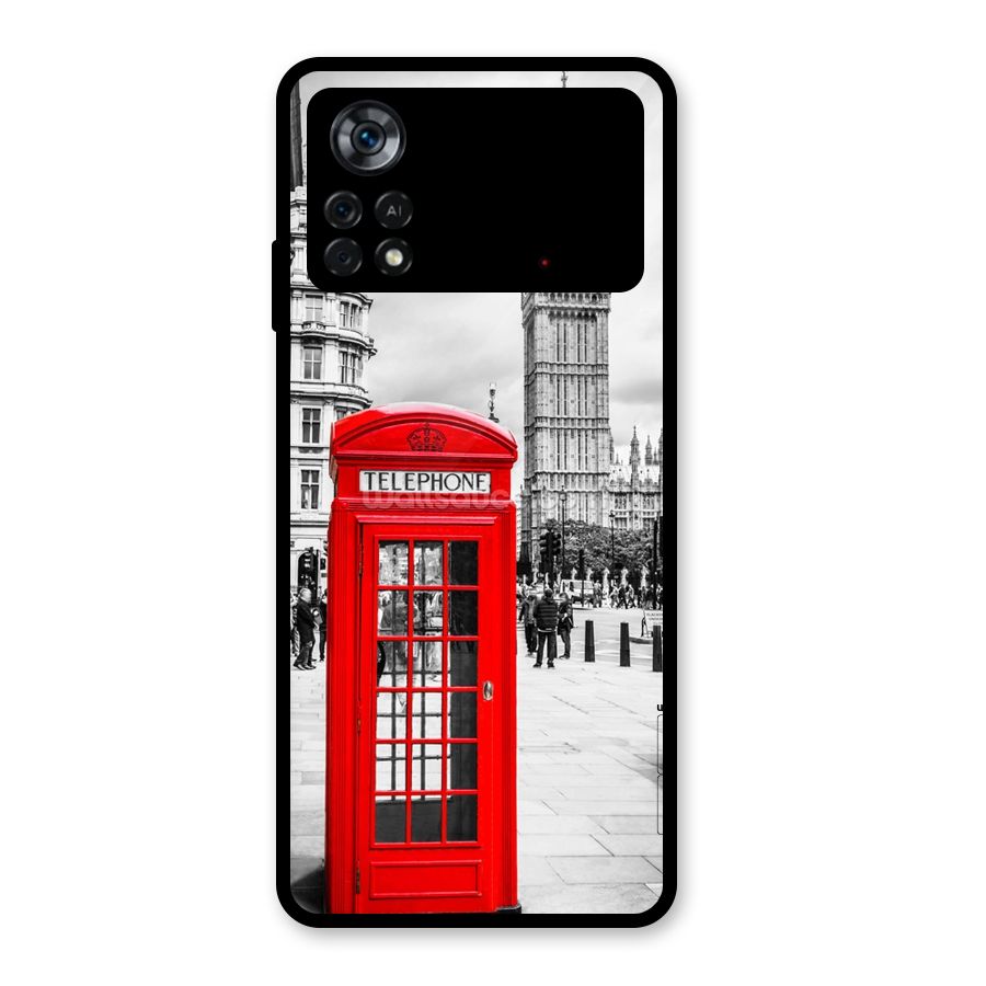 Telephone Booth Glass Back Case for Poco X4 Pro 5G