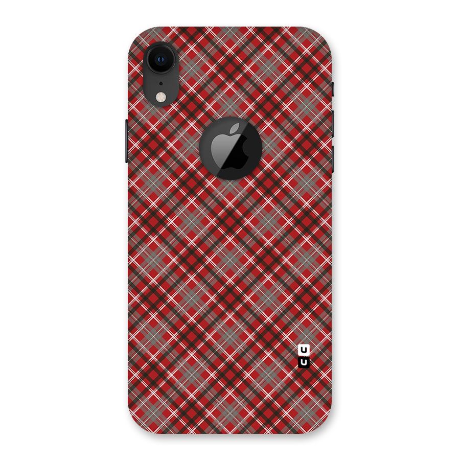 Textile Check Pattern Back Case for iPhone XR Logo Cut