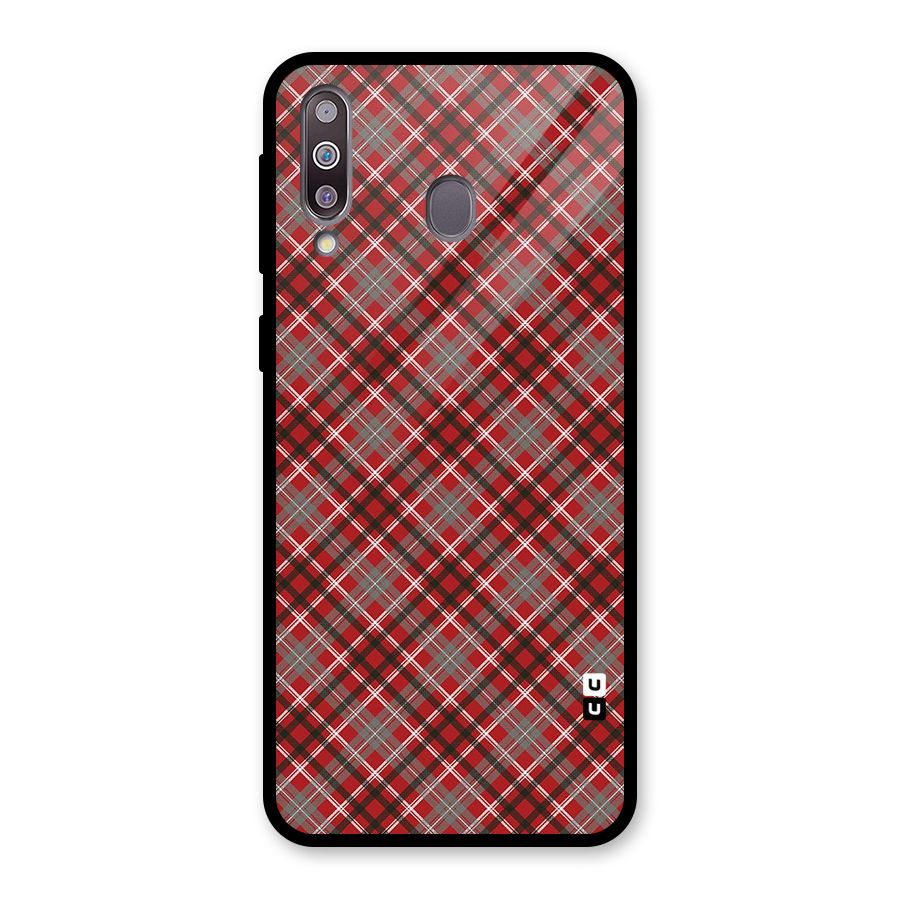 Textile Check Pattern Glass Back Case for Galaxy M30