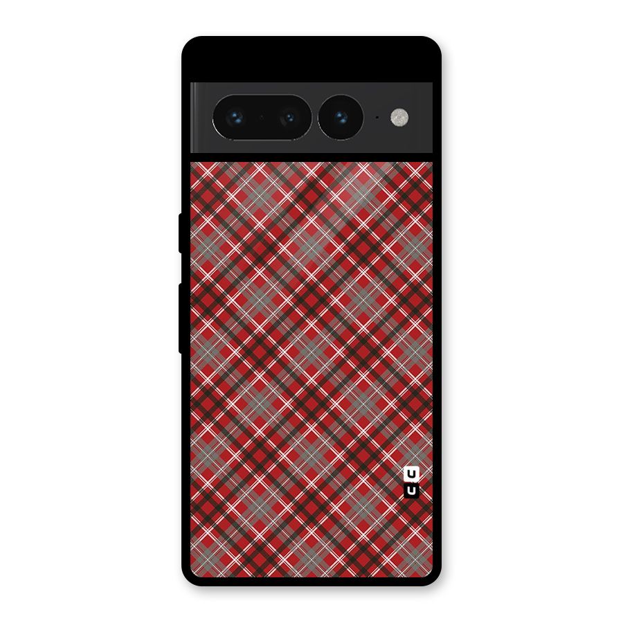 Textile Check Pattern Glass Back Case for Google Pixel 7 Pro