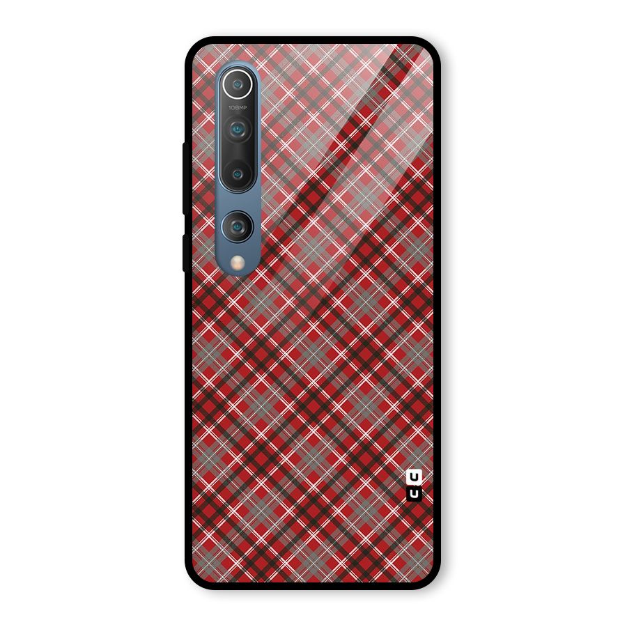 Textile Check Pattern Glass Back Case for Mi 10