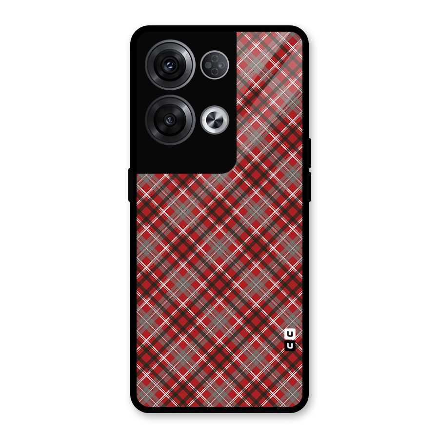 Textile Check Pattern Glass Back Case for Oppo Reno8 Pro 5G
