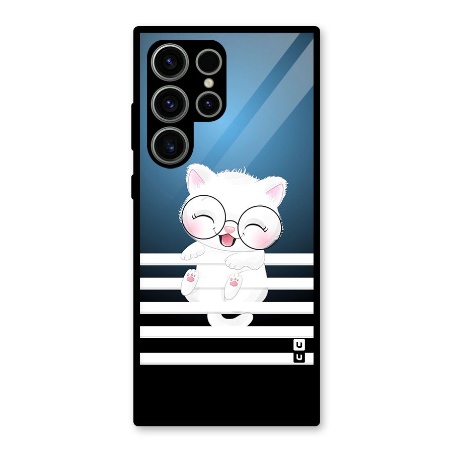 The Cat on Stripes Glass Back Case for Galaxy S23 Ultra