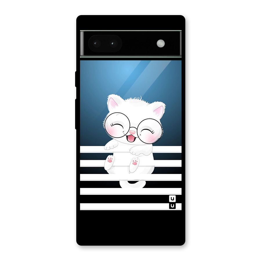 The Cat on Stripes Glass Back Case for Google Pixel 6a