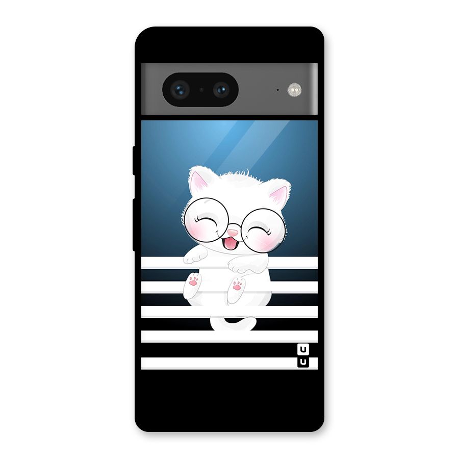 The Cat on Stripes Glass Back Case for Google Pixel 7