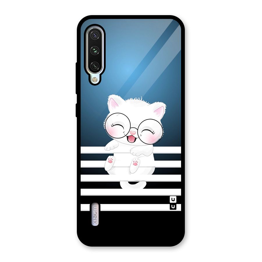The Cat on Stripes Glass Back Case for Mi A3