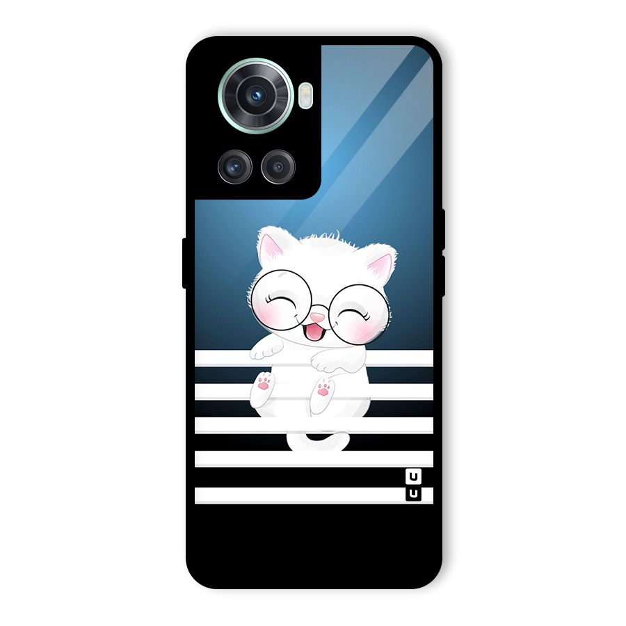 The Cat on Stripes Glass Back Case for OnePlus 10R