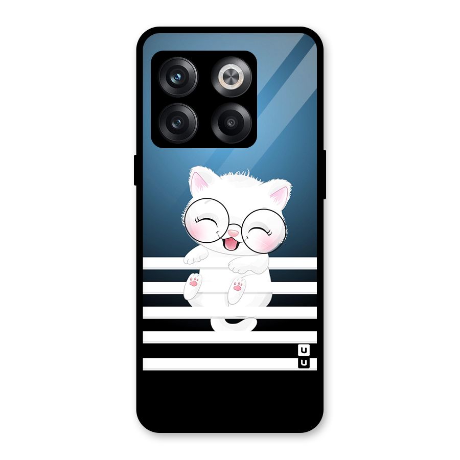 The Cat on Stripes Glass Back Case for OnePlus 10T