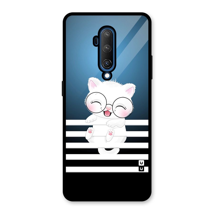 The Cat on Stripes Glass Back Case for OnePlus 7T Pro