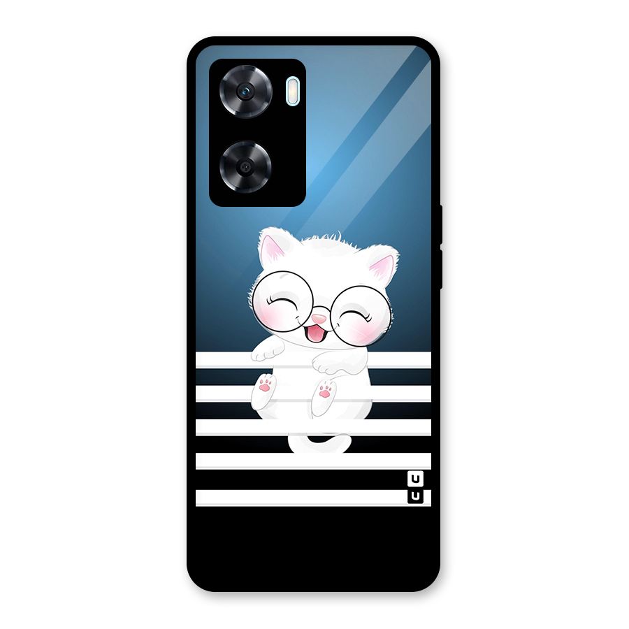 The Cat on Stripes Glass Back Case for Oppo A77
