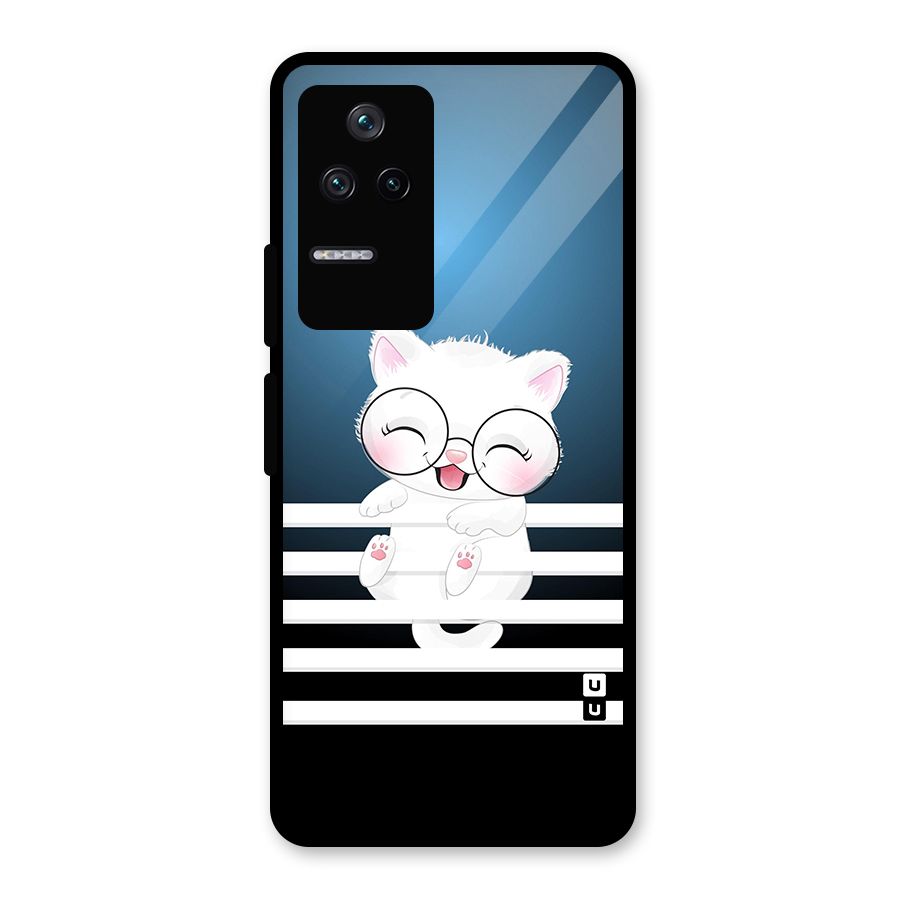 The Cat on Stripes Glass Back Case for Poco F4 5G