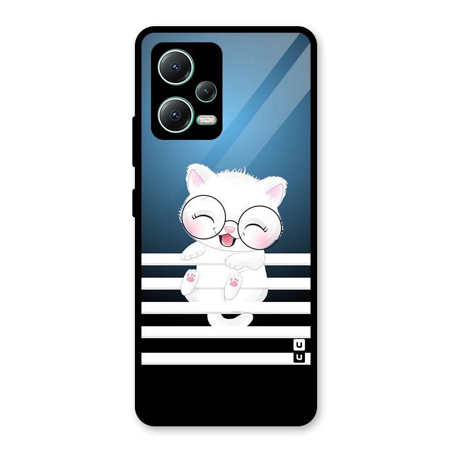 The Cat on Stripes Glass Back Case for Redmi Note 12 5G