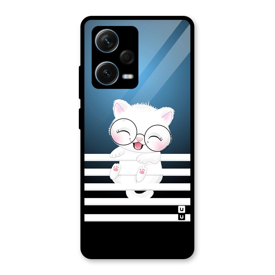 The Cat on Stripes Glass Back Case for Redmi Note 12 Pro Plus 5G