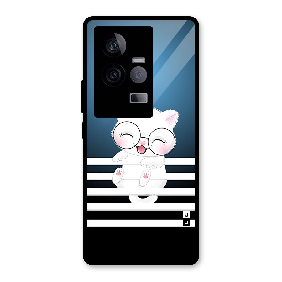 The Cat on Stripes Glass Back Case for Vivo iQOO 11 5G