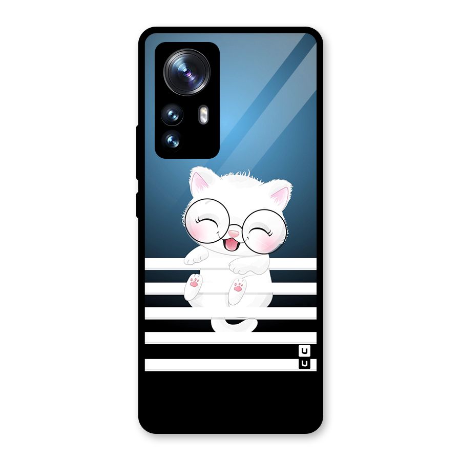 The Cat on Stripes Glass Back Case for Xiaomi 12 Pro