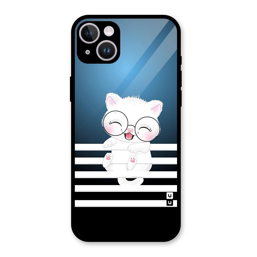 The Cat on Stripes Glass Back Case for iPhone 14 Plus