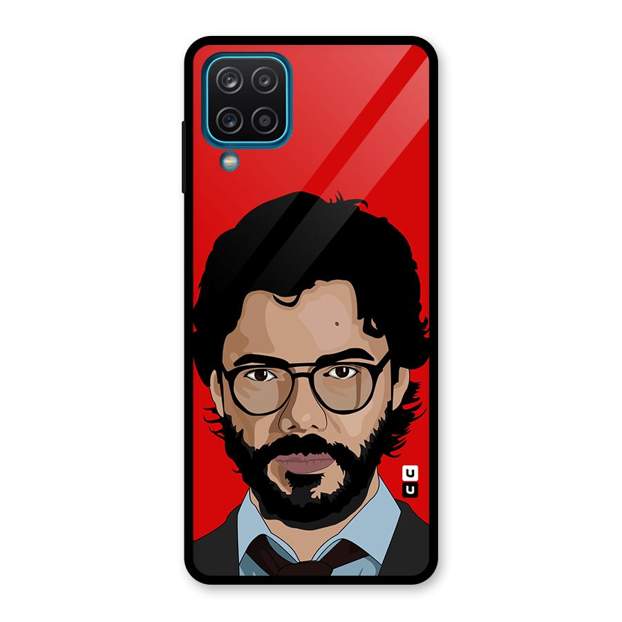 The Professor Illustration Art Glass Back Case for Galaxy A12