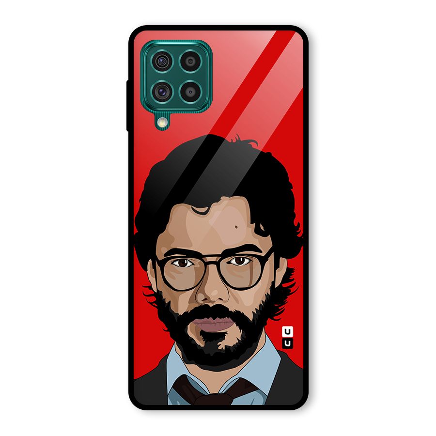 The Professor Illustration Art Glass Back Case for Galaxy F62