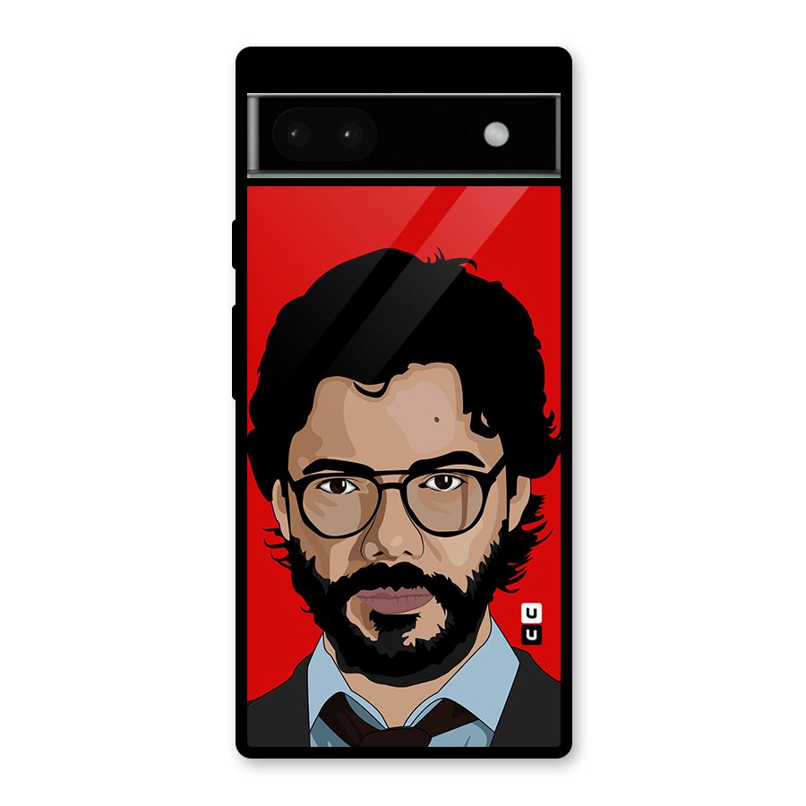 The Professor Illustration Art Glass Back Case for Google Pixel 6a
